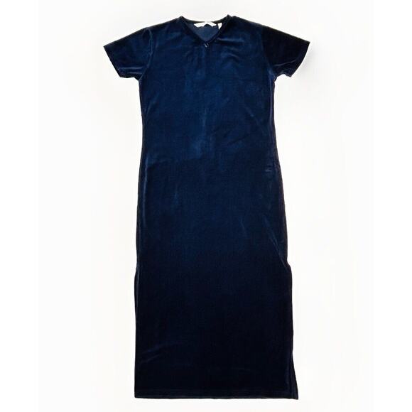 Victoria’s Secret Country Blue Velvet Velour Maxi Pajama Dress Nightgown Medium - Picture 2 of 8